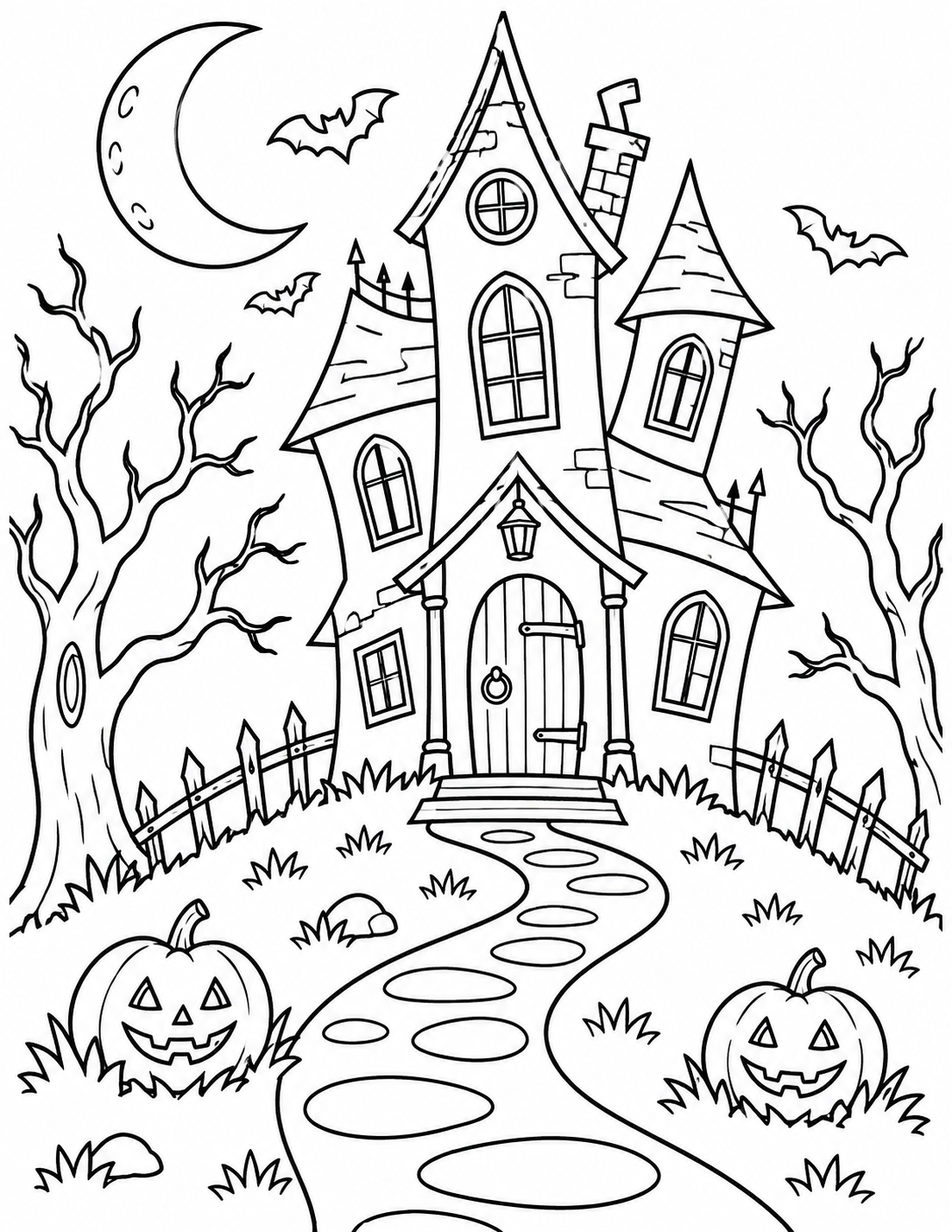 Haunted Houses Halloween coloring page preview