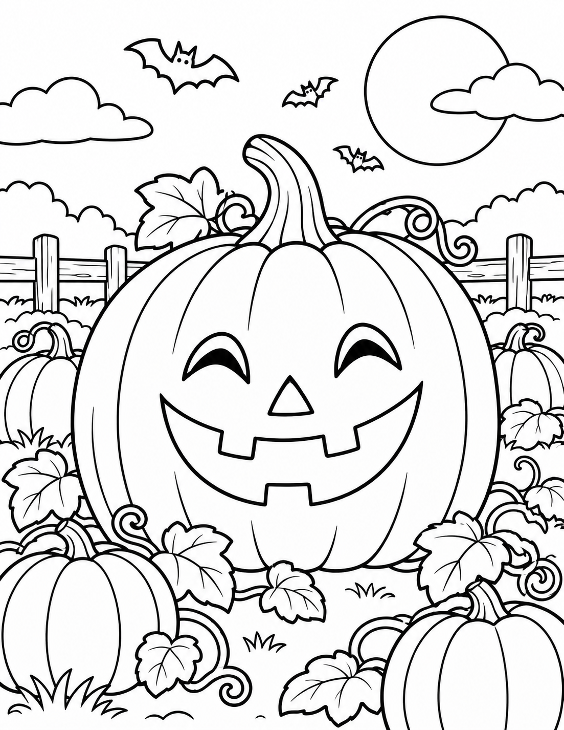 Pumpkins & Jack-o’-Lanterns Halloween coloring page preview