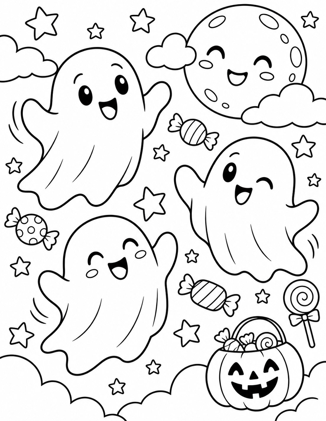 Skeletons & Costumes Halloween coloring page preview